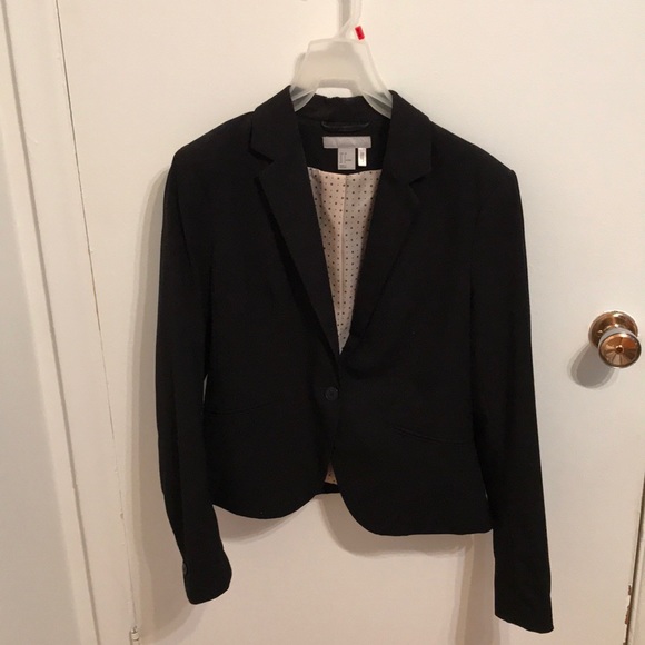 Black short blazer, polka dot interior lining - Picture 1 of 3
